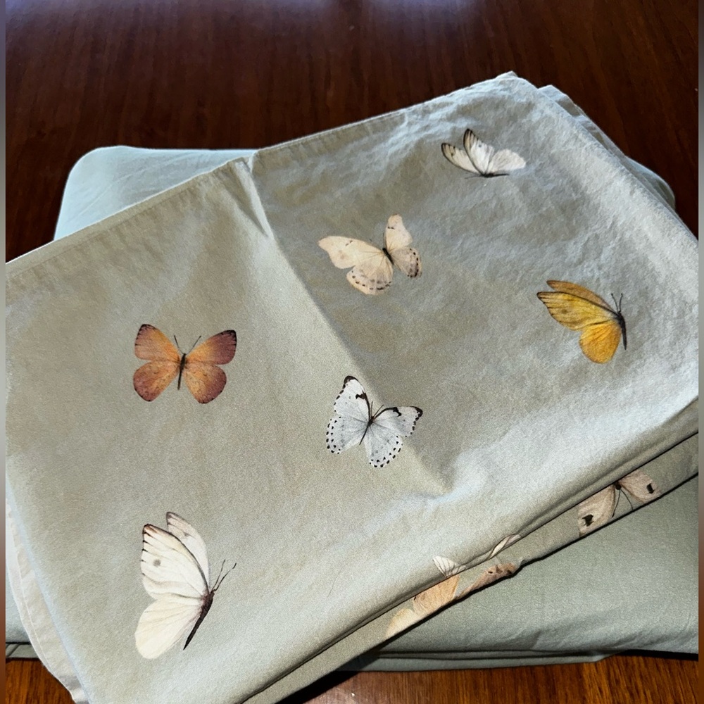 Zara Home Butterfly Print Queen Duvet Cover Set